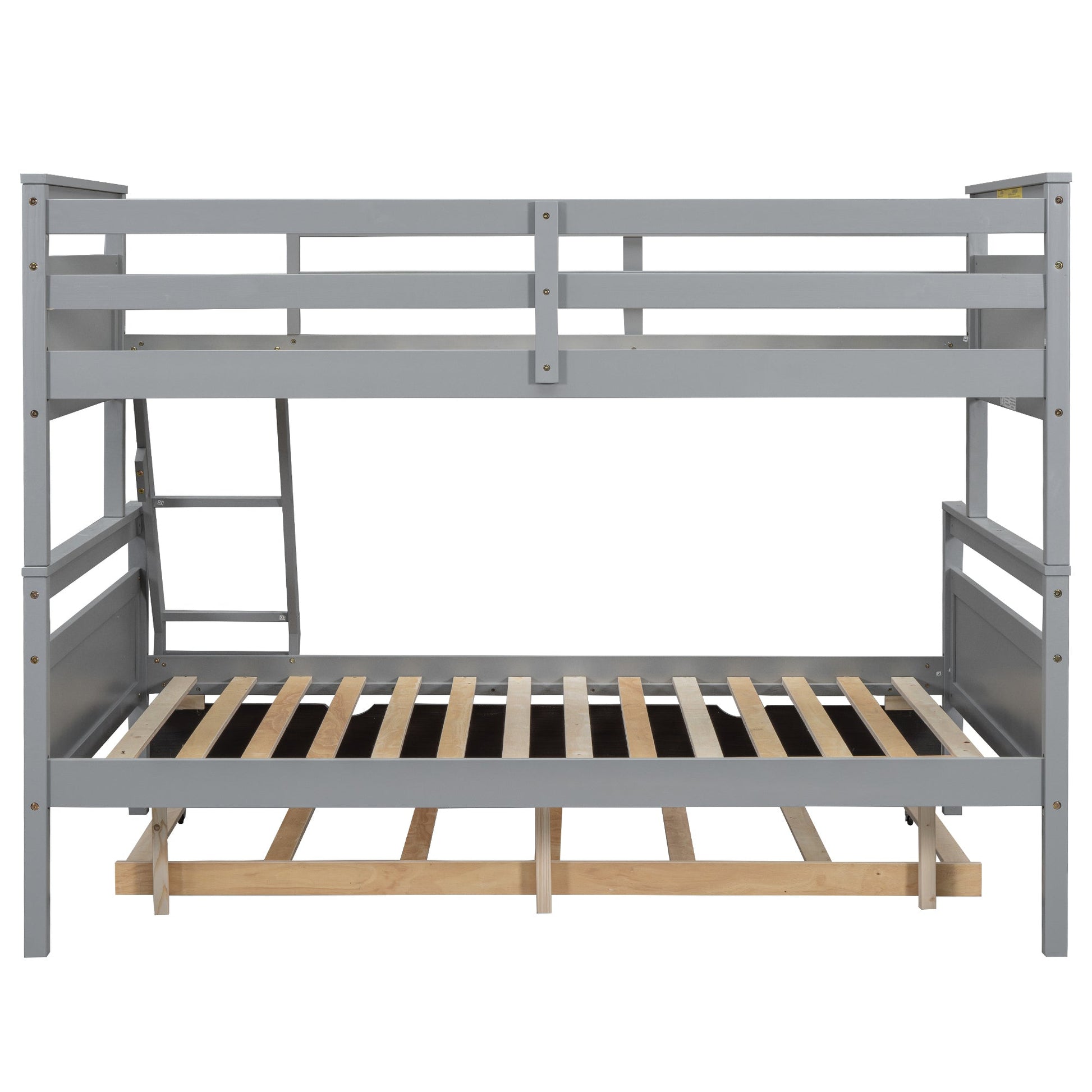 Twin Over Full Bunkbed with Twin Trundle Gray Space Saver - Bunk and Bed Co.