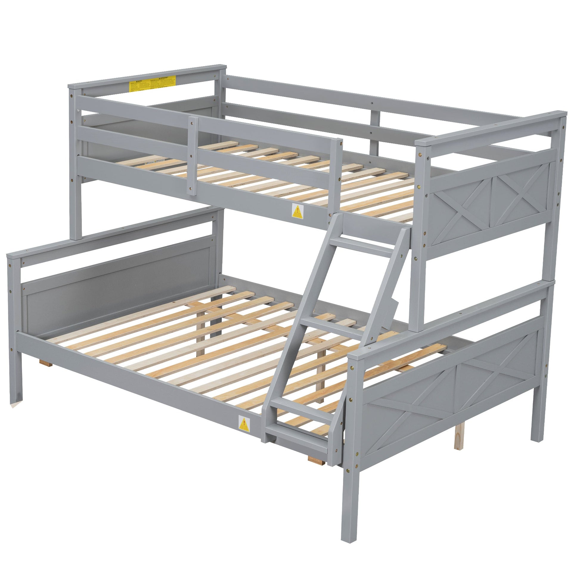 Twin Over Full Bunkbed with Twin Trundle Gray Space Saver - Bunk and Bed Co.