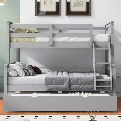 Twin Over Full Bunkbed with Twin Trundle Gray Space Saver - Bunk and Bed Co.