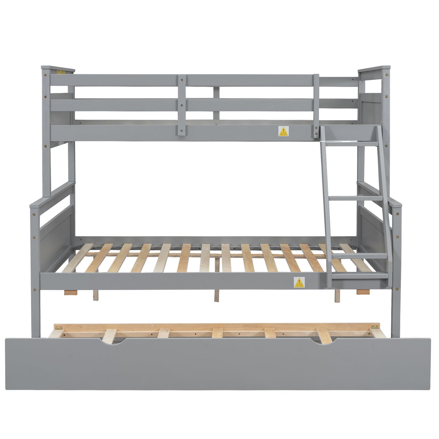 Twin Over Full Bunkbed with Twin Trundle Gray Space Saver - Bunk and Bed Co.