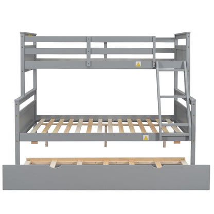 Twin Over Full Bunkbed with Twin Trundle Gray Space Saver - Bunk and Bed Co.