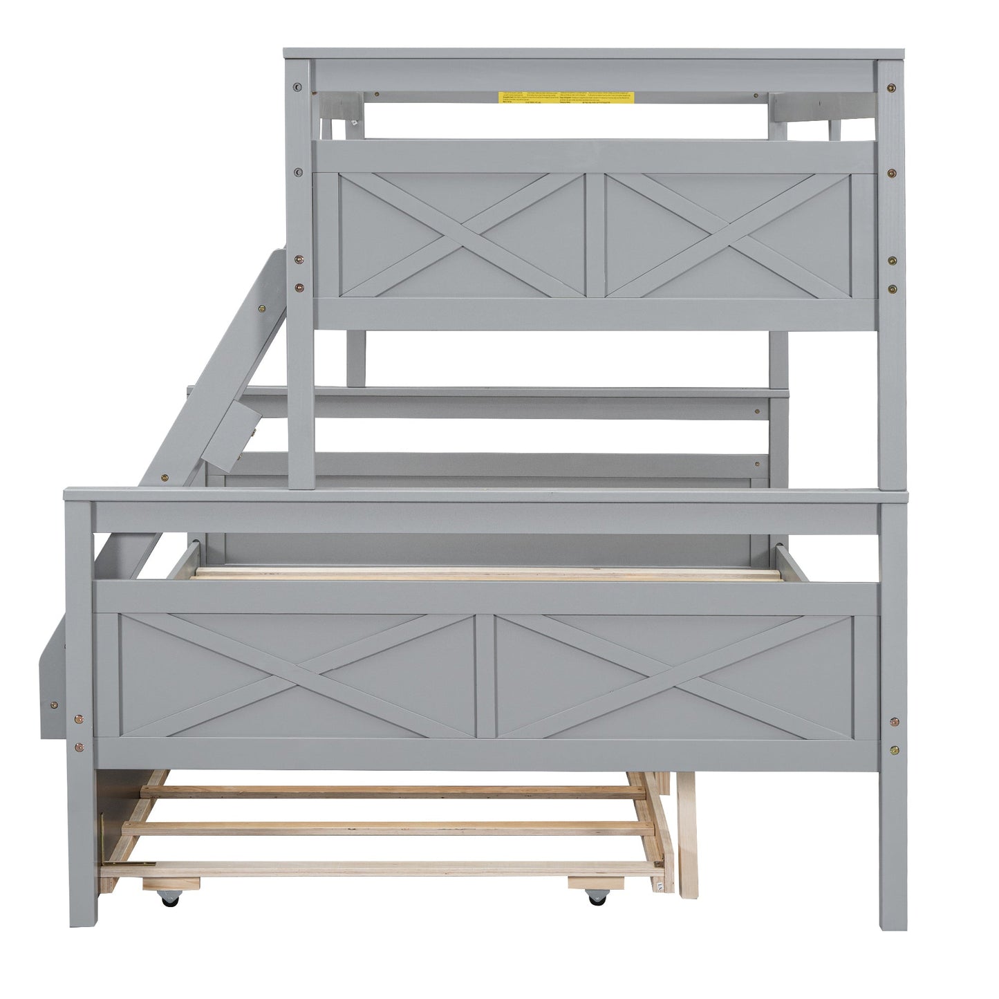Twin Over Full Bunkbed with Twin Trundle Gray Space Saver - Bunk and Bed Co.