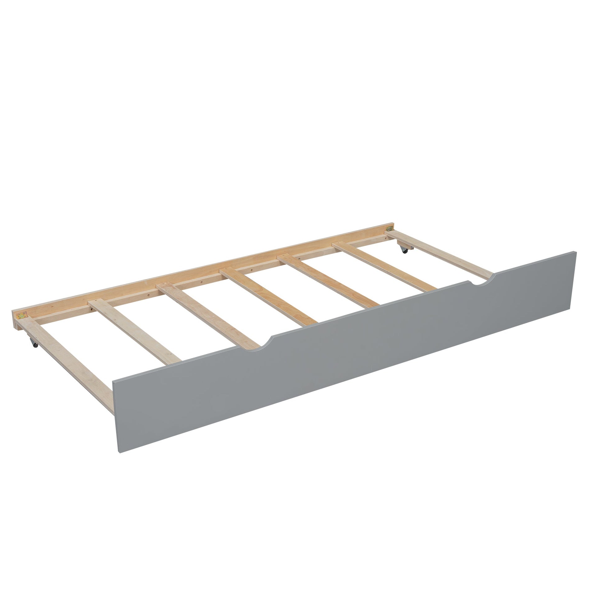 Twin Over Full Bunkbed with Twin Trundle Gray Space Saver - Bunk and Bed Co.