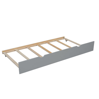 Twin Over Full Bunkbed with Twin Trundle Gray Space Saver - Bunk and Bed Co.