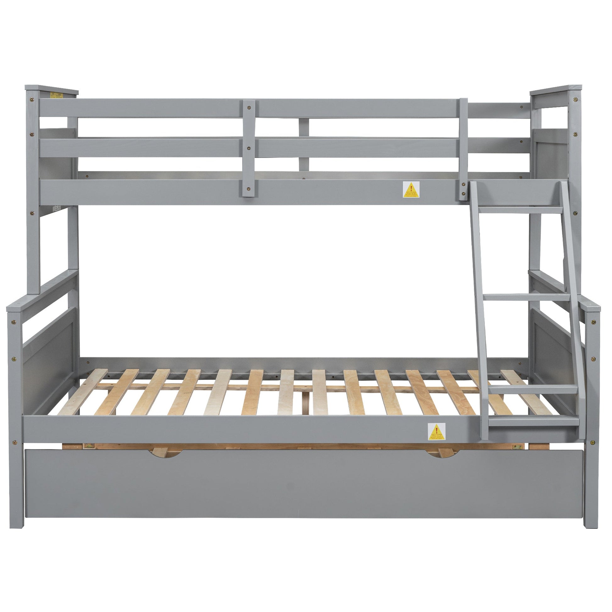 Twin Over Full Bunkbed with Twin Trundle Gray Space Saver - Bunk and Bed Co.