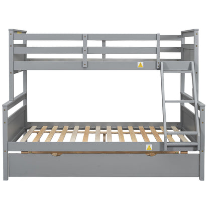 Twin Over Full Bunkbed with Twin Trundle Gray Space Saver - Bunk and Bed Co.