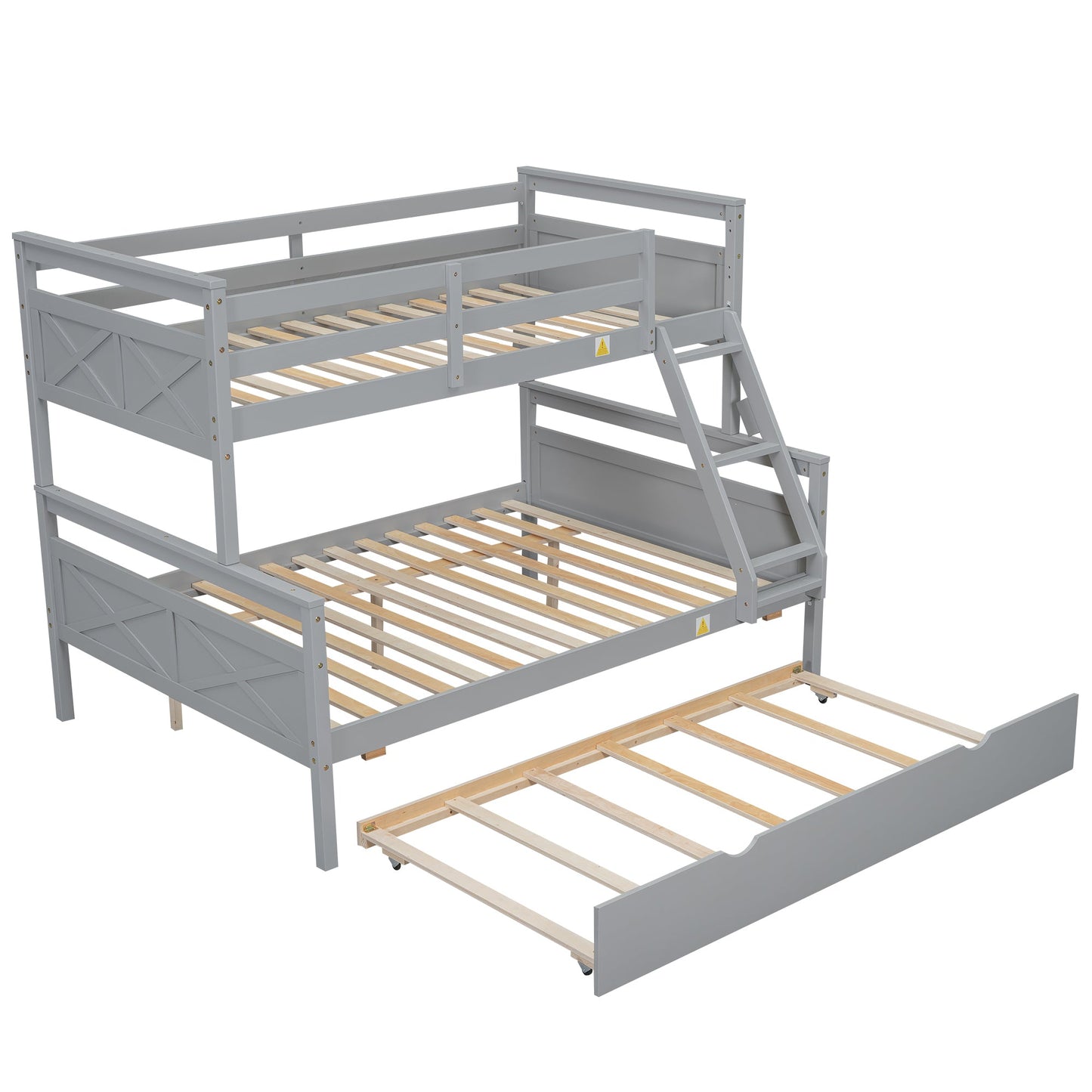 Twin Over Full Bunkbed with Twin Trundle Gray Space Saver - Bunk and Bed Co.