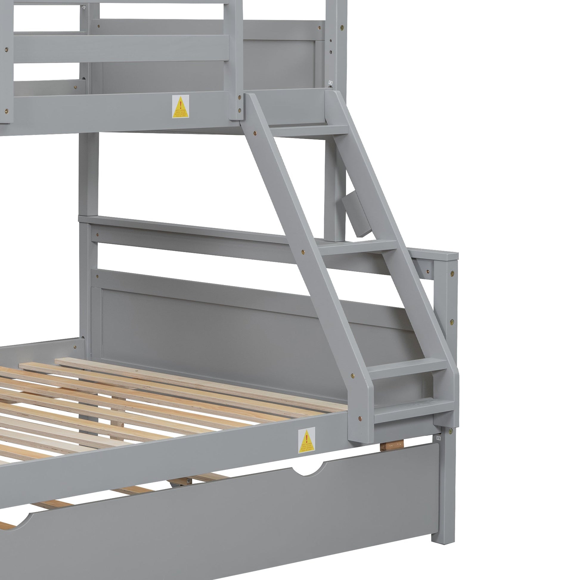 Twin Over Full Bunkbed with Twin Trundle Gray Space Saver - Bunk and Bed Co.