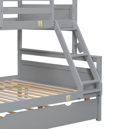 Twin Over Full Bunkbed with Twin Trundle Gray Space Saver - Bunk and Bed Co.