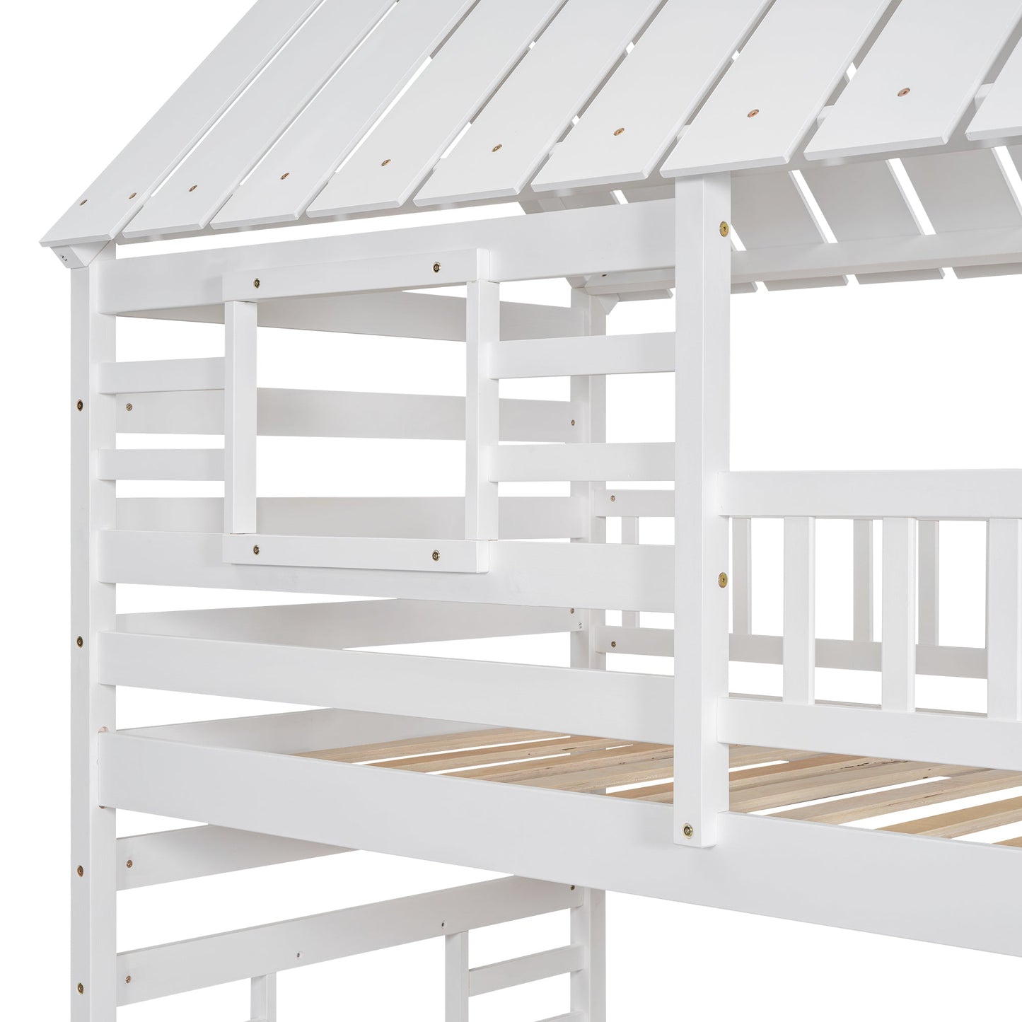 Twin Over Twin Bunkbed Playhouse Dream , Slide, Trundle White - Bunk and Bed Co.