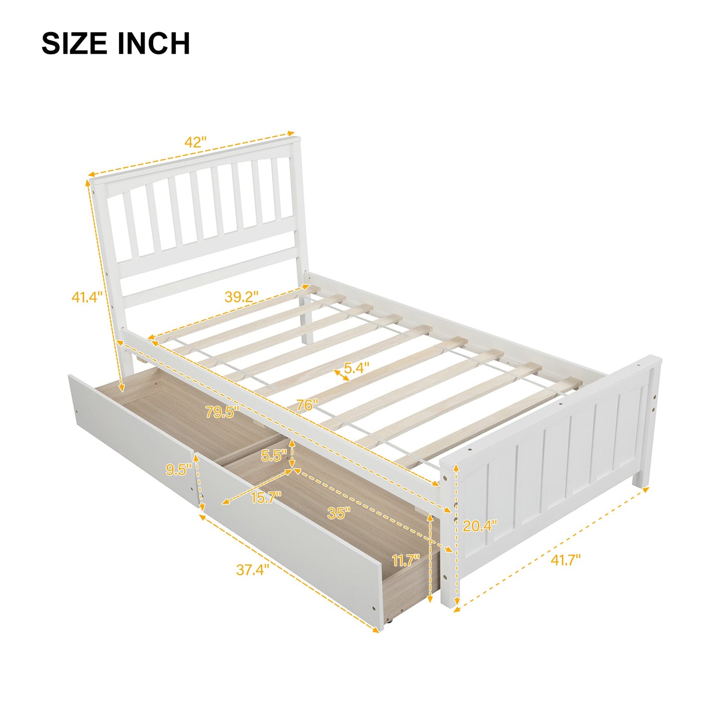 White Twin Platform Bed with Storage Drawers - Bunk and Bed Co.