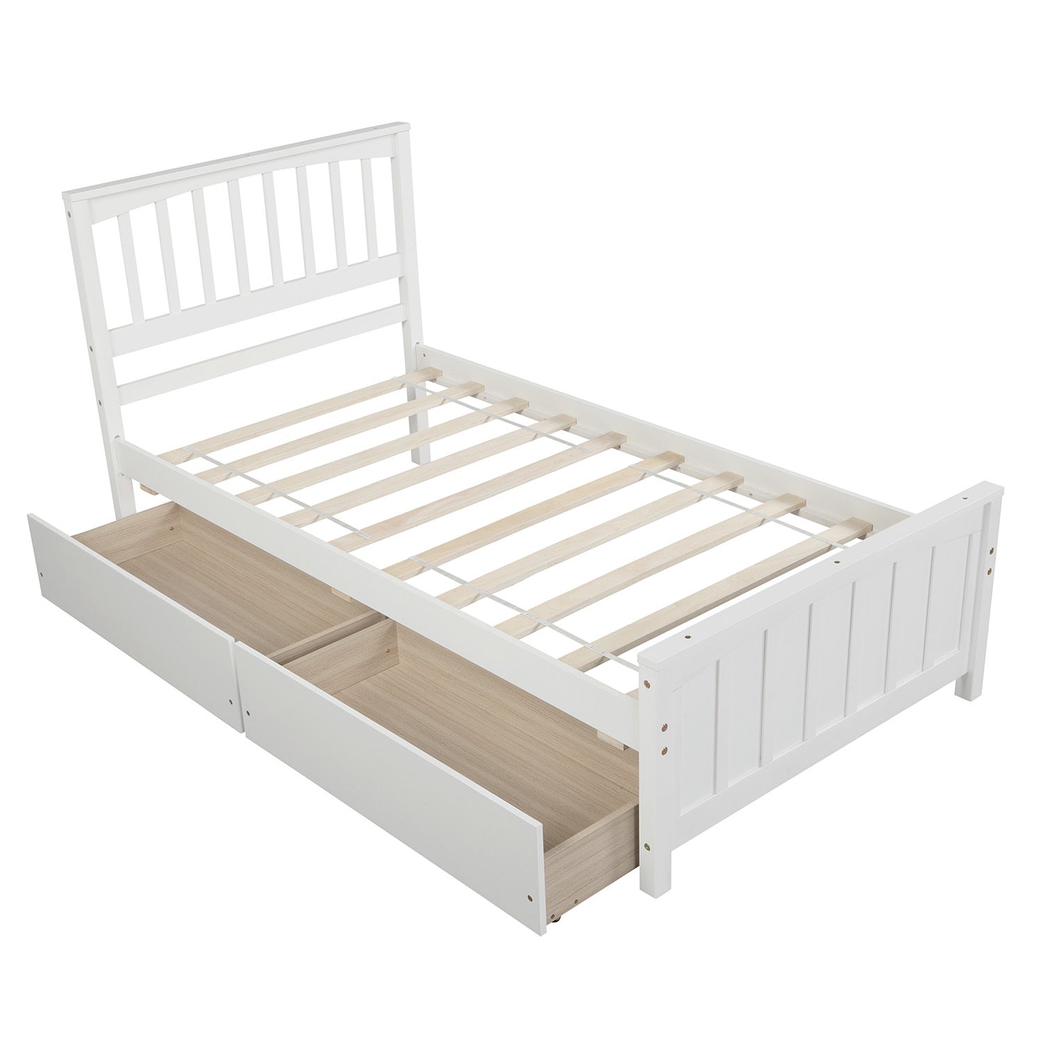 White Twin Platform Bed with Storage Drawers - Bunk and Bed Co.