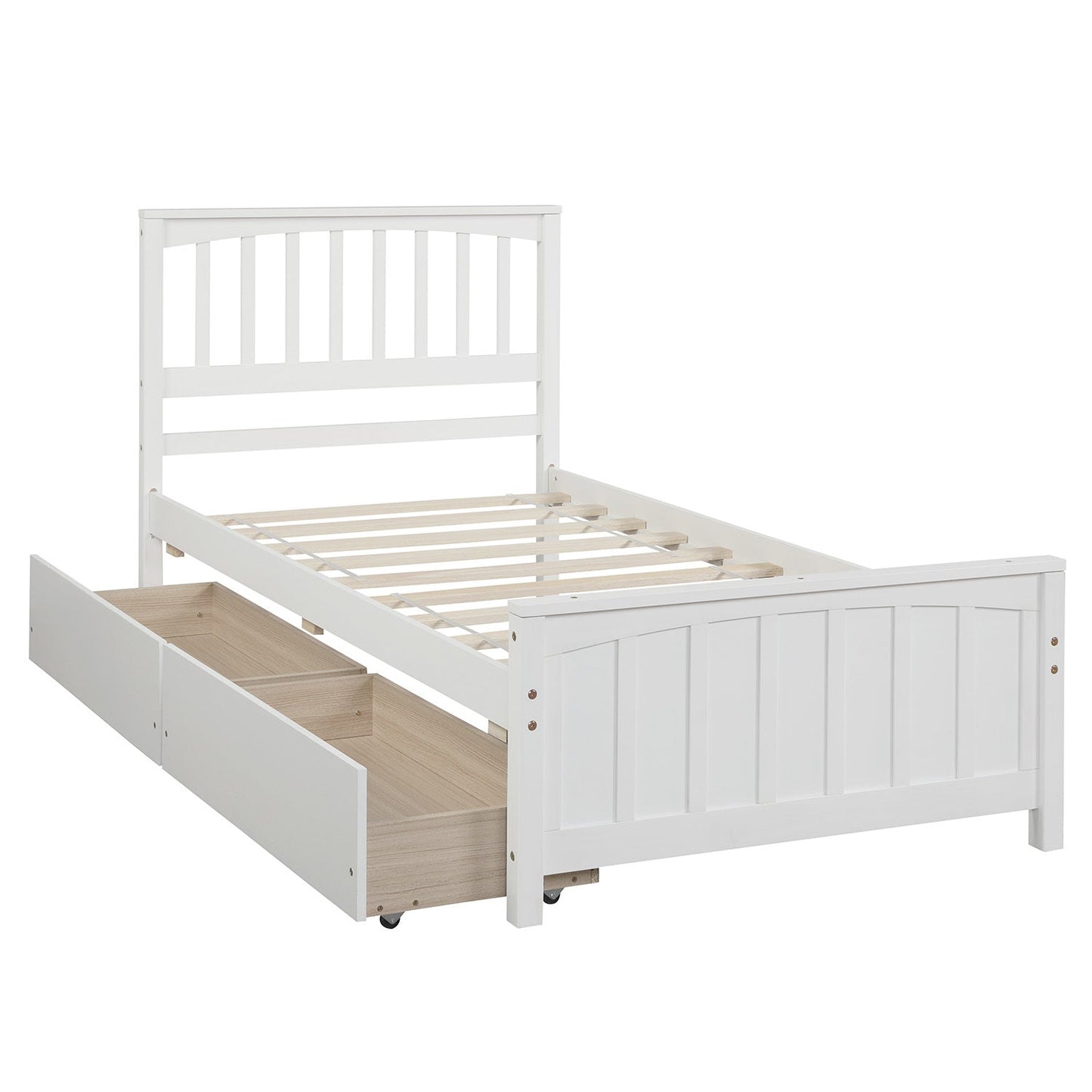 White Twin Platform Bed with Storage Drawers - Bunk and Bed Co.
