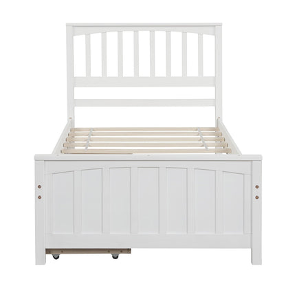 White Twin Platform Bed with Storage Drawers - Bunk and Bed Co.